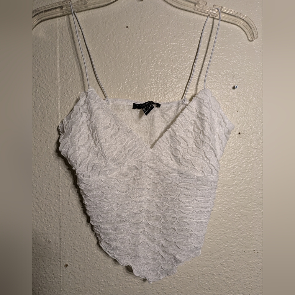 Forever 21 Elegant White Textured Women's Top Size Small - Picture 2 of 10